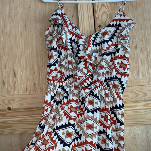 Prevett ruffle front Aztec trible strappy sun dress size M - Picture 3 of 5